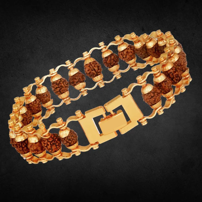 Gold Plated Modern Rudraksha Bracelet
