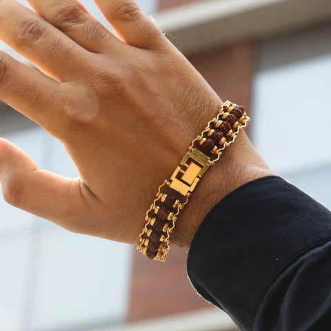 Gold Plated Modern Rudraksha Bracelet