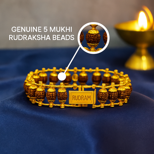 Gold Plated Modern Rudraksha Bracelet