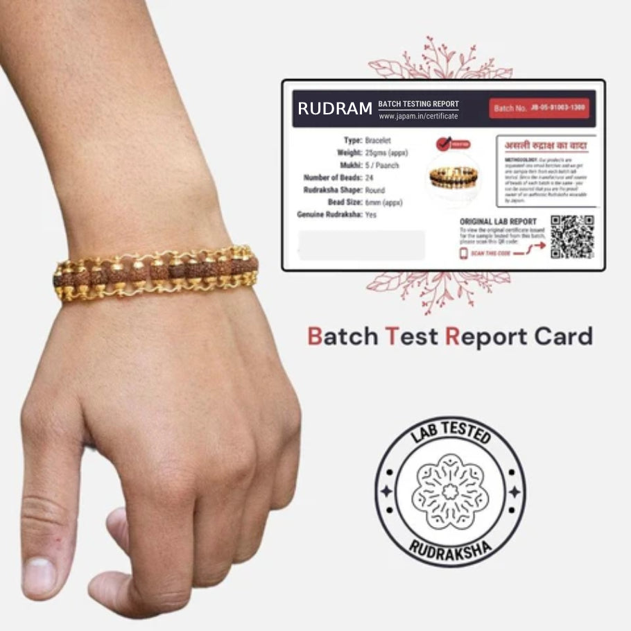 Gold Plated Modern Rudraksha Bracelet